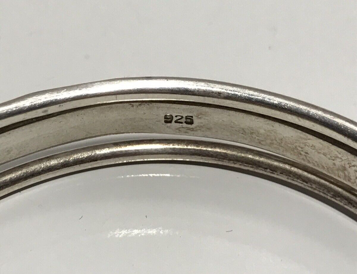 925 Sterling Silver Split Ribbed Plain Cuff Brace… - image 8