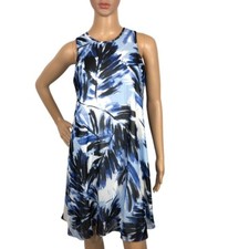 Calvin Klein Sleeveless Shift Mini Dress 6 Tropical Leaf Print Hawaiian Beach