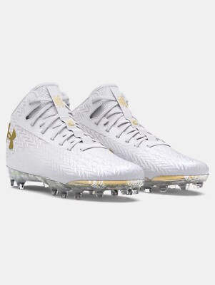 UA Under Armour Women's Spotlight Clone MC Lacrosse/Football Cleats White Gold