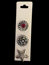 Set of Three silver snap buttons for snap button jewelry/accessories 18mm