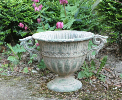 amphore pflanzschale kubel grun patiniert blumen topf landhaus nostalgie rund ebay