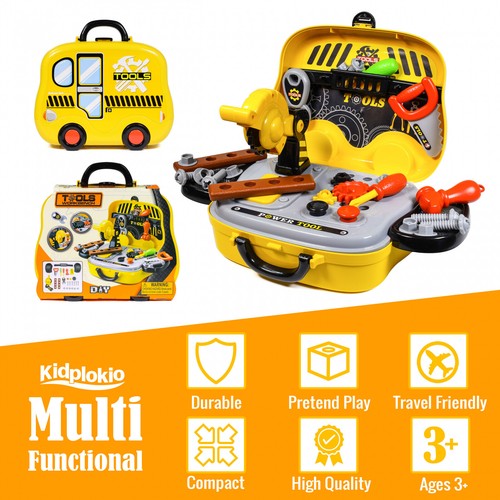 Kidplokio 28pc Construction Toys Tool Box Work Bench Playset for Boys, Ages 3 - Picture 2 of 10