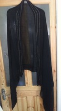 New Ladies Black Scarf Salwar Kameez Diamonds Shrug Shawl