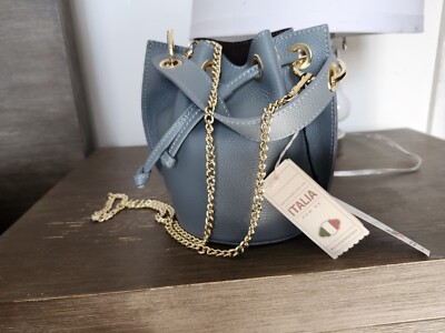 Divina Firenze Women's Blue Leather Bucket Bag