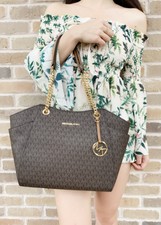 michael kors lg chain shldr tote leather