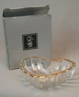 Mikasa Romantic Gold Heart Crystal Candy Dish #WY364/504 3.75''