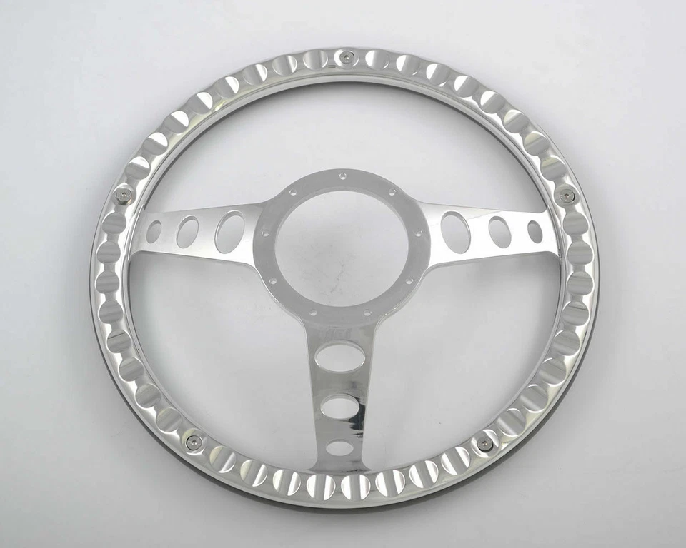 14" Billet Steering Wheel Wood Half Wrap Chevrolet Monte Carlo Camaro w/ Horn - Image 2 of 4