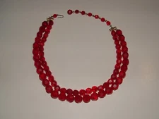 Alice Caviness Double Strand Red Bead Necklace, Vintage, pre-owned