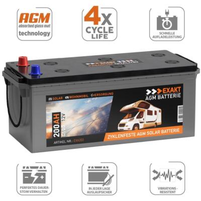 100 Ah Gel Batterie LANGZEIT Blei-Gel 12V 100AH Solar Batterie – Für Wohnmobil, Boot, USV, Wartungsfrei & Langlebig Blei Gel Akku 12 V 200 Ah