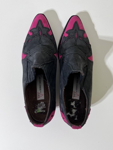 Vintage 90s GUESS by Georges Marciano Western Boots Booties 5.5 Black And Pink - Picture 5 of 8