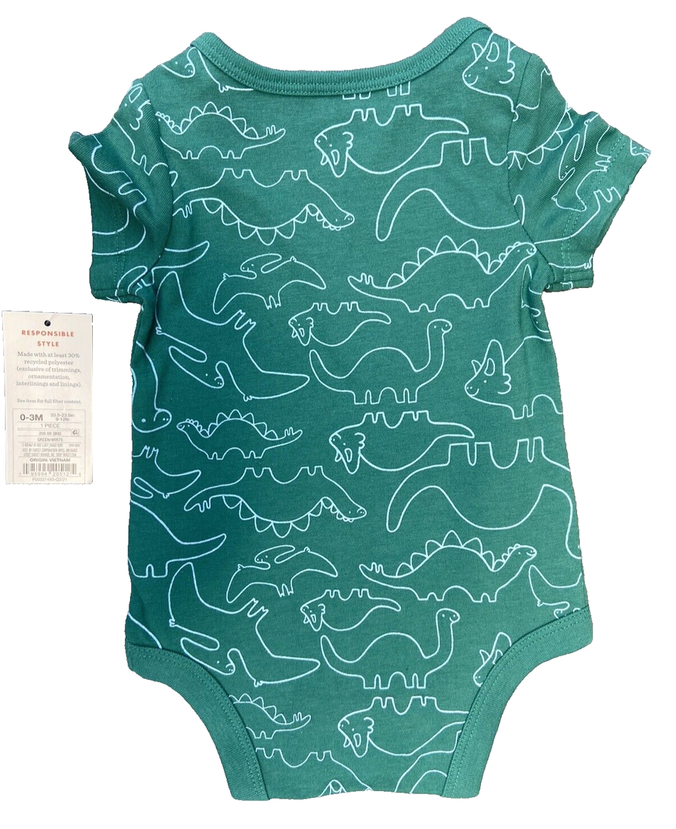 20枚 Cat & jack Baby Bodysuit Short Sleeve Crotch Snap Green Dino print