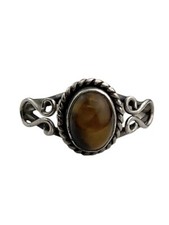 Sterling Silver Ring Size 7 Tiger's Eye Scroll Sides Southwest Style