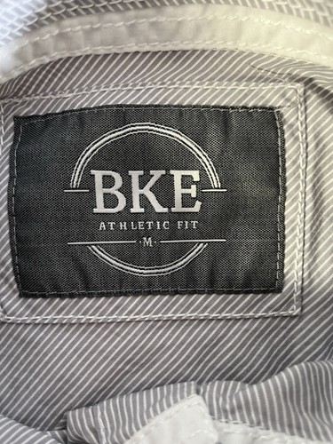 BKE Athletic Fit LS Button Up Sz M Gray/White Stripe - Imagen 3 de 8