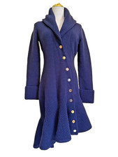 Alexander McQueen Pre-Fall 2021 Rib Knit Cardigan Dress Navy Blue SZ XS Luxury