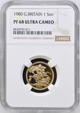 1980 Gold Proof Sovereign, Elizabeth II, NGC PF68 ULTRA CAMEO