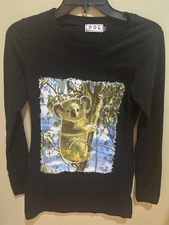POL Adorable Black Long sleeve koala Print Shirt Medium