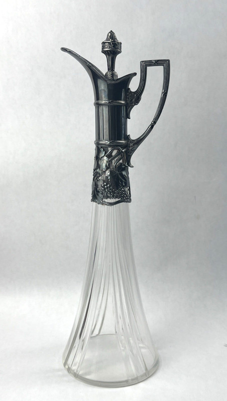 Antique Art Nouveau WMF Silver Plated and Glass Wine Pitcher Claret Jug