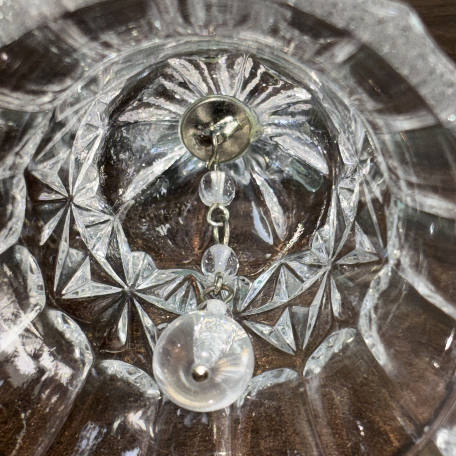 Vintage Bird Handle Clear Glass 24% Lead Crystal  Dinner Bell Cut