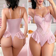 Sexy Women's Lingerie Lace One Piece Teddy Babydoll Bodysuit Sleepwear Nightwear