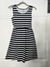 Girls Justice Black White Striped Dress 8
