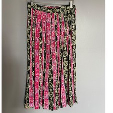 VTG 80 90s Segue Pink Abstract Swirl Pleated Midi Skirt Boho Punk Grunge Art SM