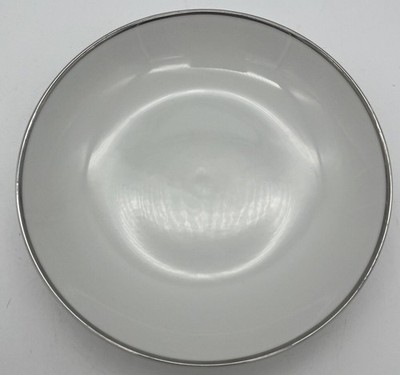 Harmony House Moderne Soup Bowl White China Silver Rim Dinner Party Elegant