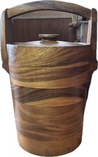 mid-century modern teak ice bucket vintage