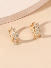 Round Cut Simulated Diamond Women's Huggie Hoop Earrings 14k Yellow Gold Plated