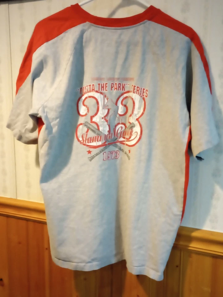 Vintage Lee Boys XL (18-20) Baseball T-shirt Diamond Legend 1973 Gray White Red - Image 4 of 4