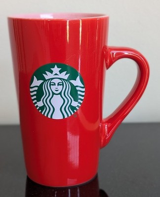 Starbucks Logo Red Tall Ceramic Coffee Mug 16 oz 2024 Pink Inside Latte 