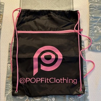 POP Fit Clothing Black and Pink Drawstring Bag - Image 1 of 2