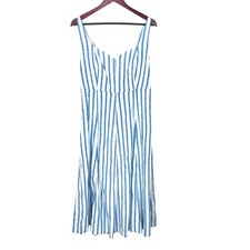 Old Navy Dress Sz L Linen Coastal Preppy Cottage Beachy Sleeveless Mini Striped