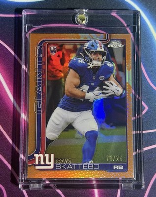 2025 Topps Chrome Cam Skattebo ORANGE Football Leather VALUE EXCLUSIVE RC/25 SSP