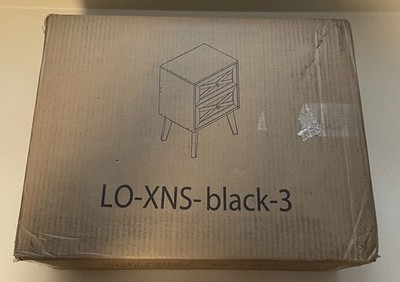 University Loft Mid-Century Modern Nightstand Black 2-Drawer Side Table New Box