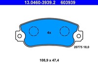 1 X Bremsbelagsatz BremsbeläGe ATE 13.0460-3939.2 FüR Fiat
