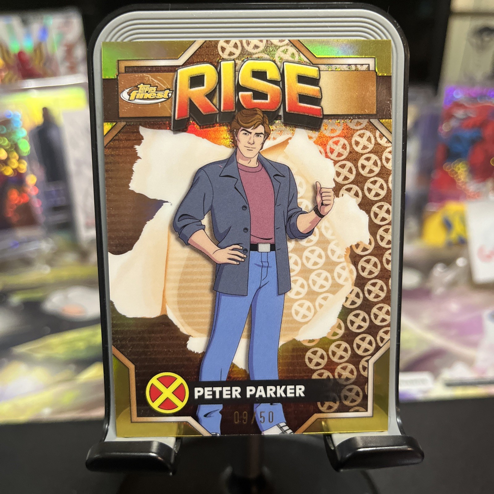 X-Men '97 Topps Finest Peter Parker Rise /50 gold refractor #19