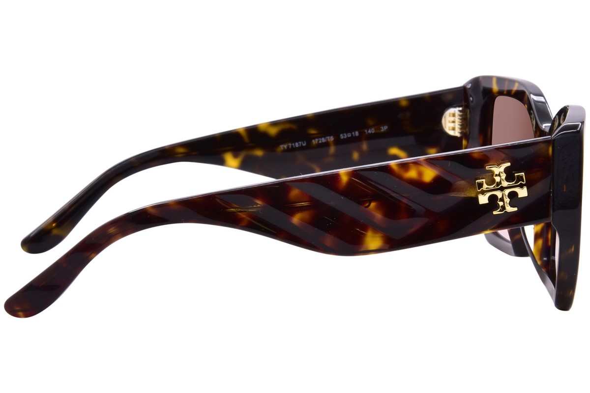 Tory Burch Burgundy Sunglasses with Yellow & Black Temple Accents Pierced Oversized Square Sunglasses: Women main image 2