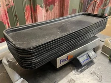 10 Carlisle Black Fiberglass Long Rectangle Food Market Trays 8 3/4" x 25 1/2"