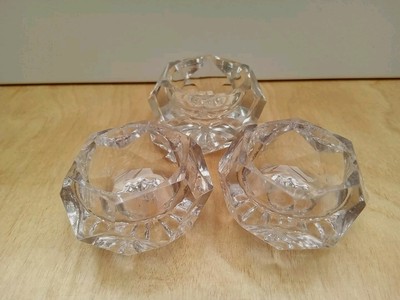 3 x Klarglas offen Salzkeller Salzschale Salz Dip Sunburst 2 passende Vintage