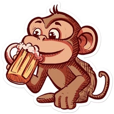 Monkey Chimp Beer - Vinyl Decal Sticker - Car Window Laptop - ebn11999