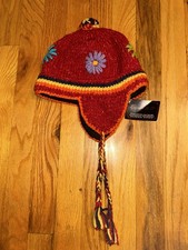 Hand Knitted Wool Hat - Fleece Lined With Ear Flaps NEW 