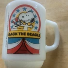 Vintage Anchor Hocking SNOOPY "Back the Beagle" Patriotic MUG Cup 1980 Fire King