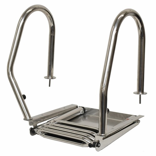 Pontoon Boat Under Platform Ladder MMI316-019827 | Slide-Out 4-Step SS - Picture 4 of 6