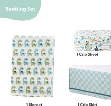 Baby Crib Bedding Set Boys 3 Pcs Newborn Infant Toddler Bed Dino Fitted Sheet