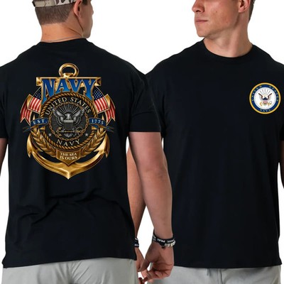 U.S. Navy T-Shirt, United States Navy Graphic Tee 2 Sides with Anchor