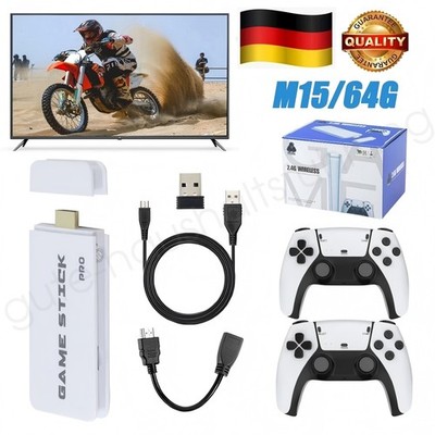 M15 Plus Spielkonsole 3D TV Stick 128GB 40000~ Spiele mit 2X Wireless Controller