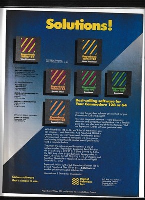 Paperback Software Solutions Magazine Ad Vintage Commodore 64 128 Programs