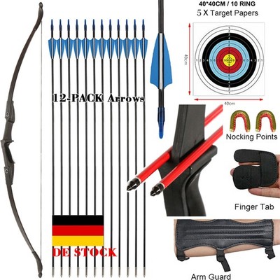 57'' Bogenschießen Takedown Recurve Bogen für Rechts/Link Hand Anfänger Jagd Ziel