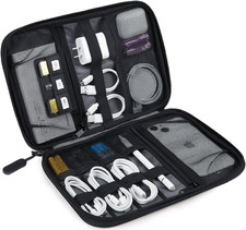 Electronic Organizer Travel Case for Tech Accessories Black Lightweight Portable
