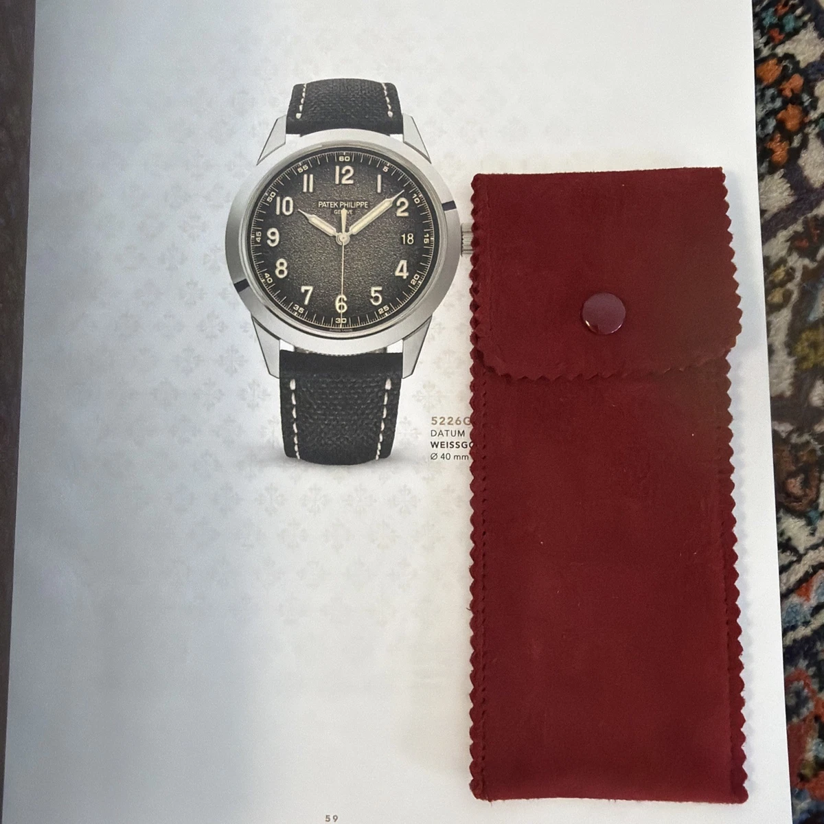 RELOJ DE VIAJE ULTRA RARO PATEK PHILIPPE CUERO GAMUZA ROJA, CORREA, SOPORTE PARA BOLÍGRAFO🤩